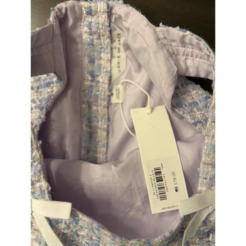 Janie and Jack Tweed Bow Strap Dress Size 2T NWT Drop Waist Boucle NEW